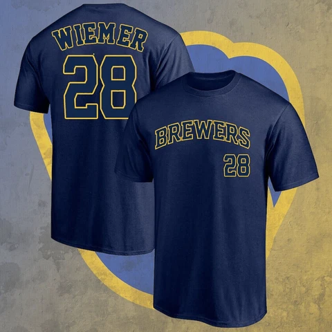 NEW!! Milwaukee Brewers Joey #28 Wiemer Name & Number T-Shirt Gift Fan S-3XL Gif Cover