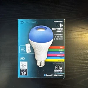 Ecosmart LED Light Bulb A21 Speaker w/Bluetooth 60W Color Changing and Remote - Picture 1 of 5