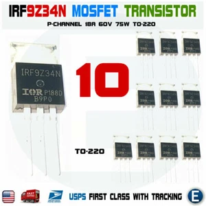 10pcs IRF9Z34N IRF9Z34 F9Z34N Power MOSFET Transistor 60V 18A TO-220 - Picture 1 of 4