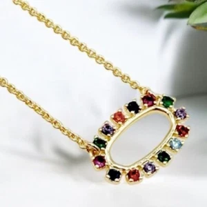 Kendra Scott Elisa Gold Tone Open Frame Necklace in Multi Crystal - Picture 1 of 5