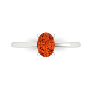 1 ct Oval Cut Red Stone Wedding Bridal Promise engagement Ring 14k White Gold - Picture 1 of 11