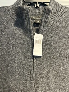 THE MENS STORE Men's 1/4 Zip Cashmere Sweater S Small Charcoal Heather - Picture 1 of 4