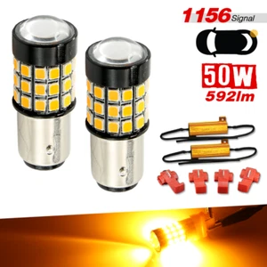LED Front Turn Signal Blinker Light Bulbs 1156 7506 3497 Amber Yellow 2x - Picture 1 of 6