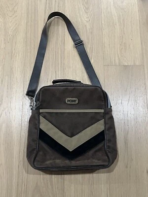 Pony Retro Style Brown Crossbody Messenger Satchel Shoulder Unisex Vintage Bag - Image 1 of 4