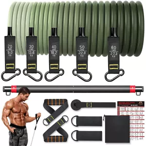 Resistance Band Set Workout Bands Exercise Band 5 Tube Fitness with Door Anchor - Picture 1 of 31
