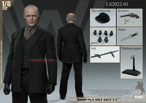 Bambola action figure maschile lunga San 1/6 LS2022-01A uomo in nero Ed Harris 12 pollici - Foto 1 di 11