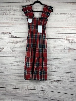 Hill House Home Dress Womens XS Red Tartan Ellie Nap Dress Smocked Tiered Cotton - Image 1 of 4