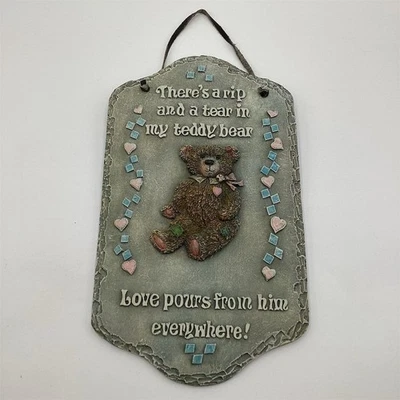  Ceramic Teddy Bear Wall Hanging Plaque Home Decor - Image 1 of 4