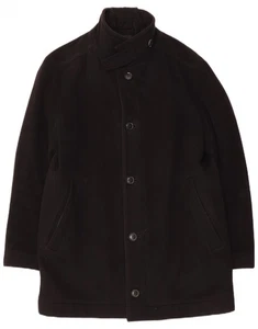 HUGO BOSS Mens Overcoat IT 50 Large Black Virgin Wool CS02 - Picture 1 of 4