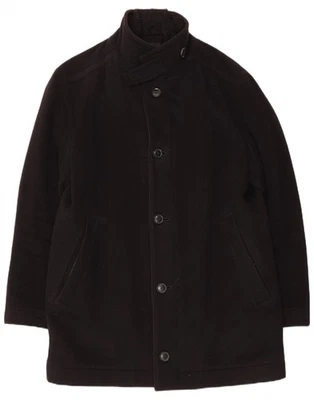 HUGO BOSS Mens Overcoat IT 50 Large Black Virgin Wool CS02 - Image 1 of 4