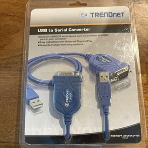TRENDnet TU-S9 USB to Serial Converter, RS-232, Plug and Play, Brand New, Blue - Picture 1 of 2