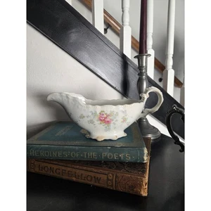 W.H. Grindley Kenwood Gravy Boat England Pink Floral China 1890s–1910s Antique - Picture 1 of 10
