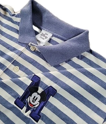 Disney Store Mickey Mouse Polo AZUL-BLANCO RAYAS Bordado RUGBY EE. UU. Foto 1 de 4