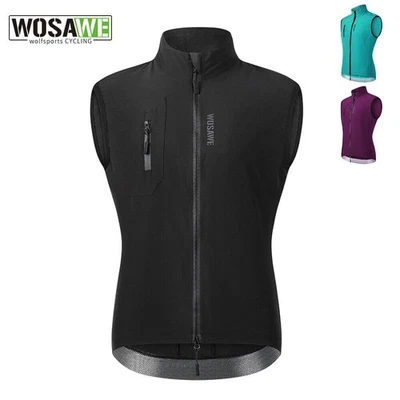 WOSAWE Men's Cycling Sleeveless Jacket Lightweight Windproof Vest Bicycle Gilet - Image 1 of 4