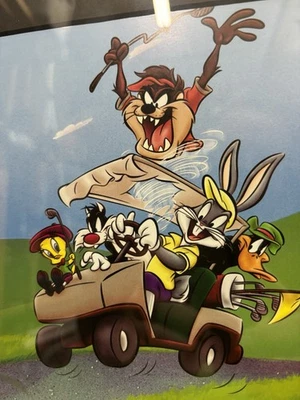 Looney Tunes To The 19th Hole Taz Bugs Tweety Warner Bros Golf Art With COA - Image 1 of 4