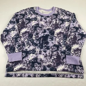 Under Armour Tie Dye Sweatshirt Women’s M Loose Crew Neck Cotton Blend Purple - Picture 1 of 9