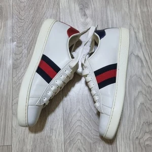 Gucci Schuhe Damen Ace Year Of The Dog Leder Turnschuhe Weiß Gucci Größe 8 US - Bild 1 von 16