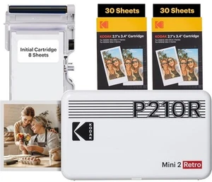 KODAK Mini 2 Retro 4PASS Portable Photo Printer, 2.1x3.4 inches, 68 Sheets... - Picture 1 of 2