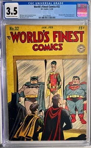 1948 World's Finest Comics 32 CGC 3.5 Batman Superman Robin Lucky Star app - Picture 1 of 2
