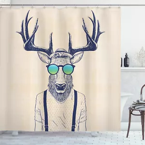 Antlers Shower Curtain Hipster Cool Fun Animal Print for Bathroom 70 Inches Long - Picture 1 of 2