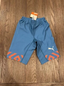 Mens Jock Puma Compression Shorts Half Tights Spandex Blue Orange XS New - Picture 1 of 1