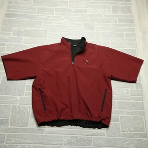 Zero Restriction Windbreaker Jacket Size L Red Houndstooth Short Sleeve 1/4 Zip - Picture 1 of 10