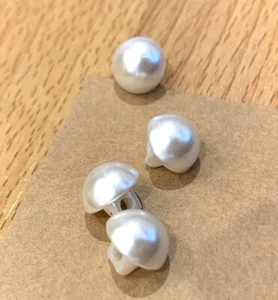 6pcs Round Shank - Tiny Buttons 10mm Pearl Half Dome Vintage Doll Sleeve - Picture 1 of 6