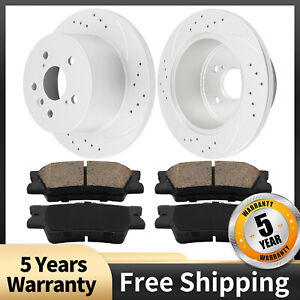 For 2013-2018 Lexus ES300H Rear Drilled Slotted Brake Rotors Pads 31608 D1212
