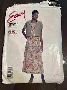 Vintage McCalls 2180 Easy Stitch N Save Dress and Jacket 1999 8 10 12 14 Uncut - Picture 1 of 7