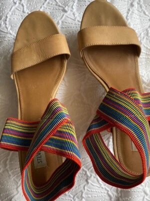 Steve Madden Mujer Roperr Sandalia Corcho Cuña Tacones Zapatos Beige Correa al Tobillo 9.5 M Foto 1 de 4