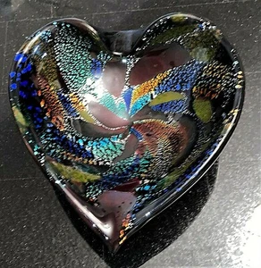 MURANO 1960s DINO MARTENS TUTTI FRUTTI HEART SHAPED BOWL/DISH/ASHTRAY   AT4 - Picture 1 of 6