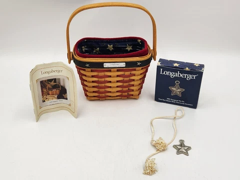 Longaberger 2001 Inaugural Basket w/Liner & Protector and Tie On in Box Cover