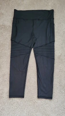 紧身裤黑色 3X Plus 女式摩托人造皮革 — 第 1/4 张图片