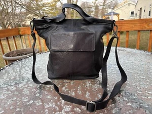 LATICO Bianca Tote Handbag Purse Black Leather 12" - Picture 1 of 8
