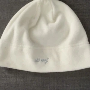 Old Navy Kid Girl Beanie Micro Fleece Pom-Pom Ivory With Silver Threading- S/M - Picture 1 of 7