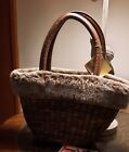 Bath And Body Works Small Fur And Basket Weave Handbag New With Tag