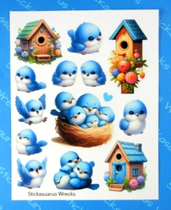 Stickerbogen Blau Vögel & Vogelhäuser - Bild 1 von 3