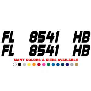 Boat Registration Letters Numbers Decals Set of 2 Custom Decals Jet Ski 3"x18" - Picture 1 of 9