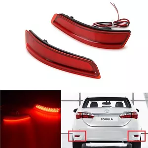 Red LED Rear Bumper Reflector Tail Stop Brake Light For 2014-216 Toyota Corolla - Foto 1 di 21