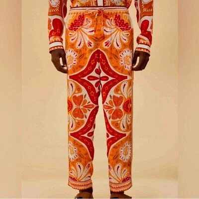 FARM Rio Nuevo con Etiquetas Maravillosa Bufanda Pantalones Borla Cuentas Cordón Corbata Naranja Talla S/M Foto 1 de 4