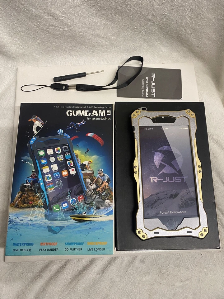 R-JUST RJ-02 Capa Suporte Robusta Alumínio Metal À Prova de Choque Para iPhone 6plus - Imagem 1 de 4