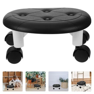 Niedriger Hocker mit Rollen, drehbarer Rollhocker, kleiner Schuhwechselhocker - Bild 1 von 12