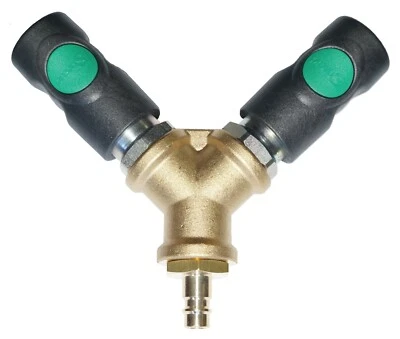 GROLL GMBH Druckluft-Verteiler Y-Stück 2-fach mit Prevost S1 Sicherheitskupplung 1/2" NW7,2