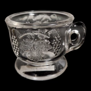 EAPG ☆ LEAF & GRAPE Pattern 1 3/4" Tall Clear Glass Childs Toy MUG ca 1900 - Picture 1 of 5