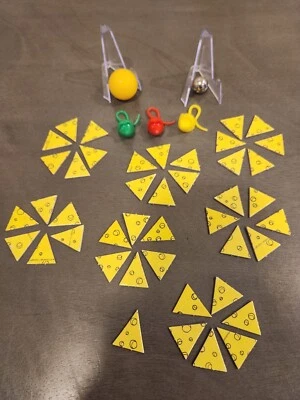 1986 Mouse Trap Board Game Replacement Pieces Parts 43 Cheese Pieces, 3 Mouse... - Image 1 of 4