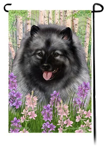 Spring Flowers Garden Flag - Keeshond - Picture 1 of 1