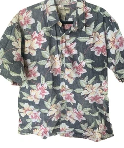 Men's 2XL Cooke Street Aloha Hawaiian Shirt Black/Maroon Hibiscus Print - Picture 1 of 4