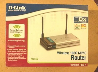 D-Link DI-624M Wireless 108G Mimo Router Pre-N - Image 1 of 4