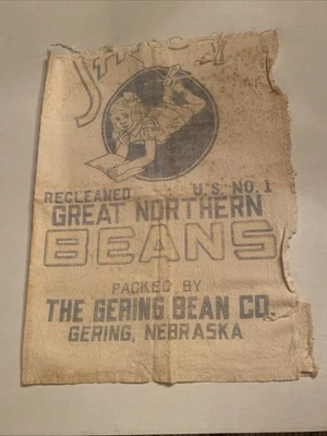 Antiguo saco de alimentación de tela, gran saco de alimentación de frijoles del norte, como es antiguo saco de alimentación pieza Foto 1 de 4