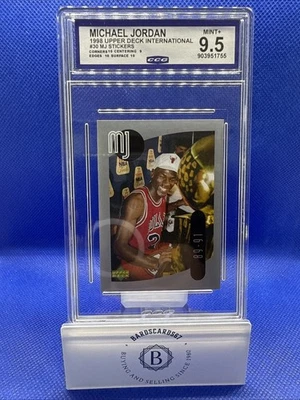 1998-99 UD International MJ Sticker #30 Michael Jordan Chicago Bulls NBA CCG 9.5 - Image 1 of 2